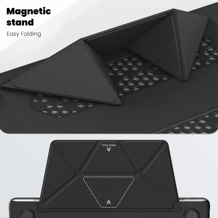 For MacBook Air 15.3 inch A3114 / A2941 Business Magnetic Holder PC + PU Laptop Protective Case(Black) - MacBook Air Cases by PMC Jewellery | Online Shopping South Africa | PMC Jewellery | Buy Now Pay Later Mobicred