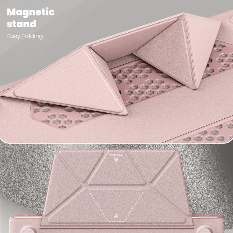 For MacBook Pro 16.2 inch A2991 / A2485 Business Magnetic Holder PC + PU Laptop Protective Case(Pink) - MacBook Pro Cases by PMC Jewellery | Online Shopping South Africa | PMC Jewellery | Buy Now Pay Later Mobicred