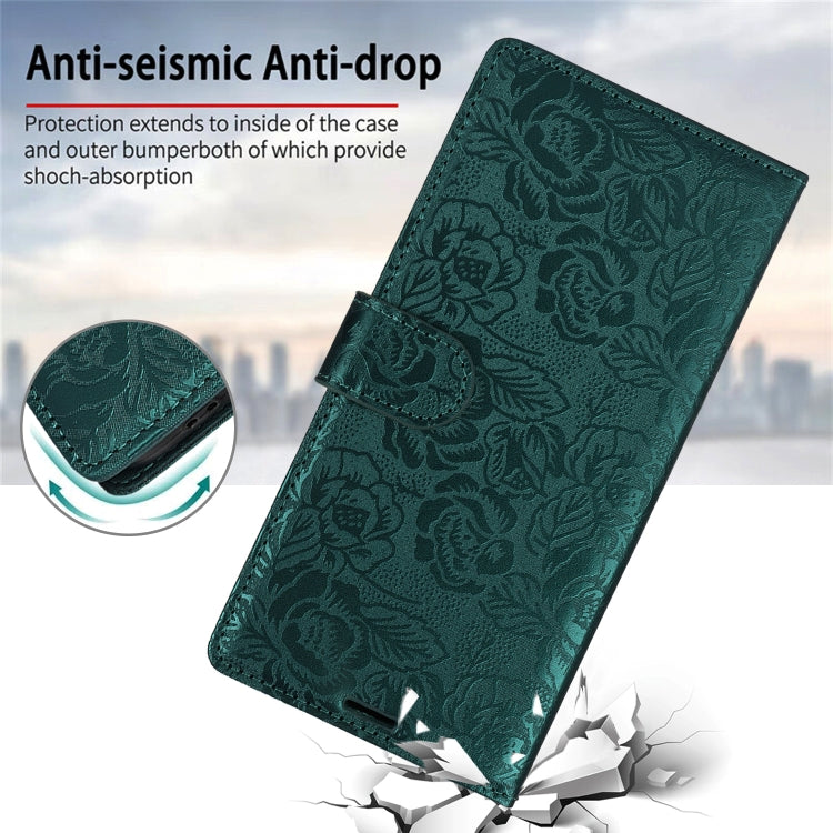 For Samsung Galaxy S25+ 5G Peony Flowers Imprint Leather Phone Case(Green) - Galaxy S25+ 5G Cases by PMC Jewellery | Online Shopping South Africa | PMC Jewellery | Buy Now Pay Later Mobicred