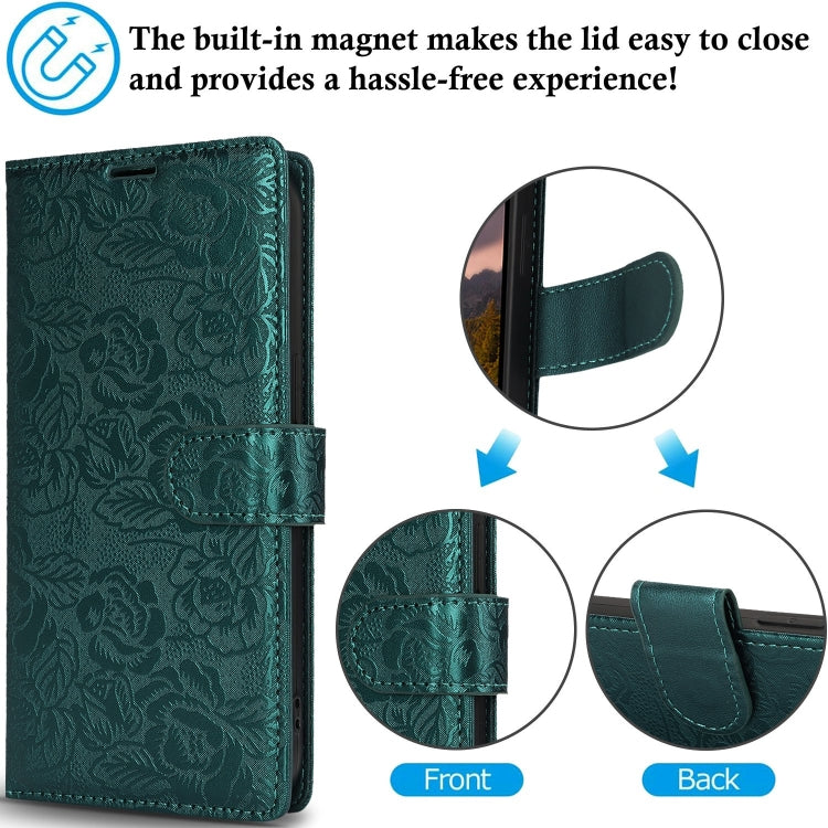 For Samsung Galaxy S25 Ultra 5G Peony Flowers Imprint Leather Phone Case(Green) - Galaxy S25 Ultra 5G Cases by PMC Jewellery | Online Shopping South Africa | PMC Jewellery | Buy Now Pay Later Mobicred