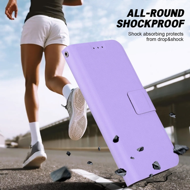 For iPhone 16e Ultra-thin Voltage Magnetic Buckle Leather Phone Case(Purple) - iPhone 16e Cases by PMC TechLife | Online Shopping South Africa | PMC TechLife | Buy Now Pay Later Mobicred