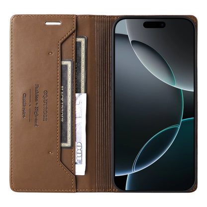 For iPhone 16 Pro GQUTROBE G01 RFID Anti-theft Leather Phone Case(Brown) - iPhone 16 Pro Cases by GQUTROBE | Online Shopping South Africa | PMC Jewellery | Buy Now Pay Later Mobicred