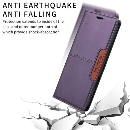 For iPhone 16 GQUTROBE G01 RFID Anti-theft Leather Phone Case(Purple) - iPhone 16 Cases by GQUTROBE | Online Shopping South Africa | PMC Jewellery | Buy Now Pay Later Mobicred