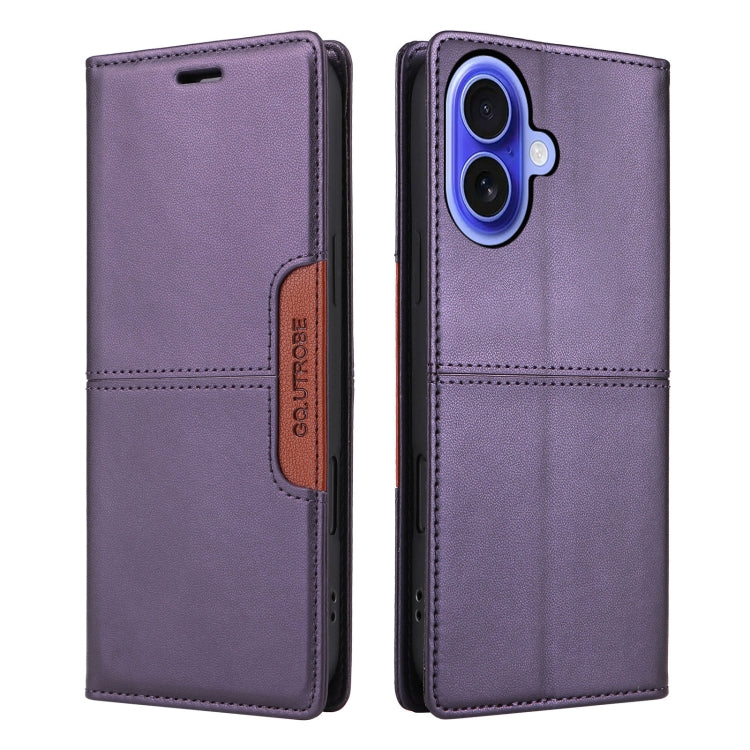 For iPhone 16 Plus GQUTROBE G01 RFID Anti-theft Leather Phone Case(Purple) - iPhone 16 Plus Cases by GQUTROBE | Online Shopping South Africa | PMC Jewellery | Buy Now Pay Later Mobicred