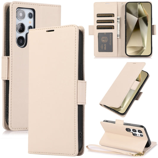 For Samsung Galaxy S25 Ultra 5G Side Buckle RFID Anti-theft Leather Phone Case(Apricot) - Galaxy S25 Ultra 5G Cases by PMC Jewellery | Online Shopping South Africa | PMC Jewellery | Buy Now Pay Later Mobicred