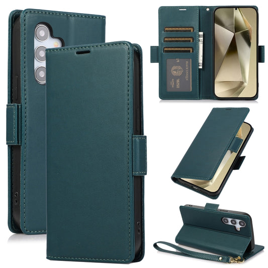 For Samsung Galaxy S25 / S24 5G Side Buckle RFID Anti-theft Leather Phone Case(Green) - Galaxy S25 5G Cases by PMC Jewellery | Online Shopping South Africa | PMC Jewellery | Buy Now Pay Later Mobicred