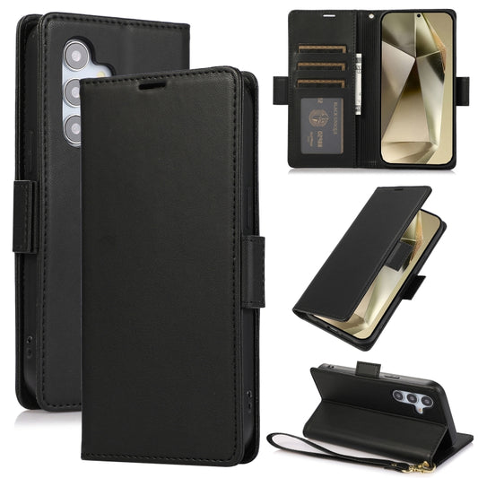 For Samsung Galaxy S25+ / S24+ 5G Side Buckle RFID Anti-theft Leather Phone Case(Black) - Galaxy S25+ 5G Cases by PMC Jewellery | Online Shopping South Africa | PMC Jewellery | Buy Now Pay Later Mobicred