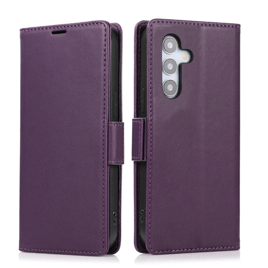 For Samsung Galaxy S25+ / S24+ 5G Side Buckle RFID Anti-theft Leather Phone Case(Dark Purple) - Galaxy S25+ 5G Cases by PMC Jewellery | Online Shopping South Africa | PMC Jewellery | Buy Now Pay Later Mobicred