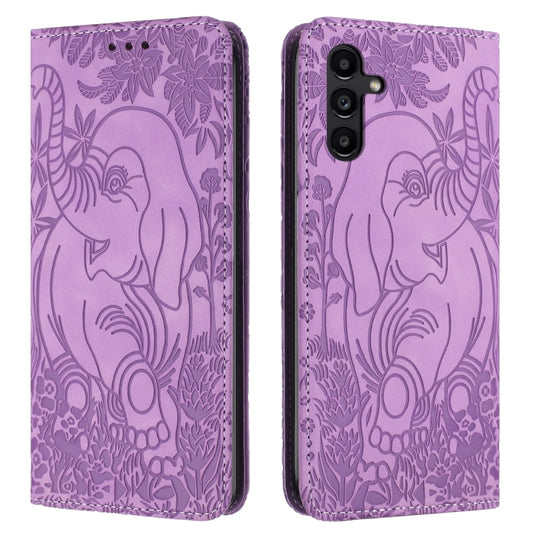 For Samsung Galaxy S25+ 5G Retro Elephant Embossed Leather Phone Case(Purple) - Galaxy S25+ 5G Cases by PMC Jewellery | Online Shopping South Africa | PMC Jewellery | Buy Now Pay Later Mobicred