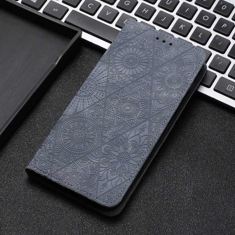 For Samsung Galaxy S25 5G Ethnic Embossed Adsorption Leather Phone Case(Grey) - Galaxy S25 5G Cases by PMC Jewellery | Online Shopping South Africa | PMC Jewellery | Buy Now Pay Later Mobicred