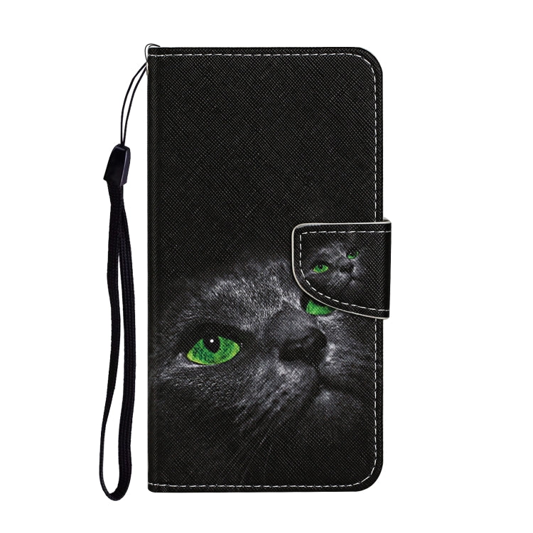 For Samsung Galaxy S25+ 5G Colored Drawing Pattern Leather Phone Case(Black Cat) - Galaxy S25+ 5G Cases by PMC Jewellery | Online Shopping South Africa | PMC Jewellery | Buy Now Pay Later Mobicred