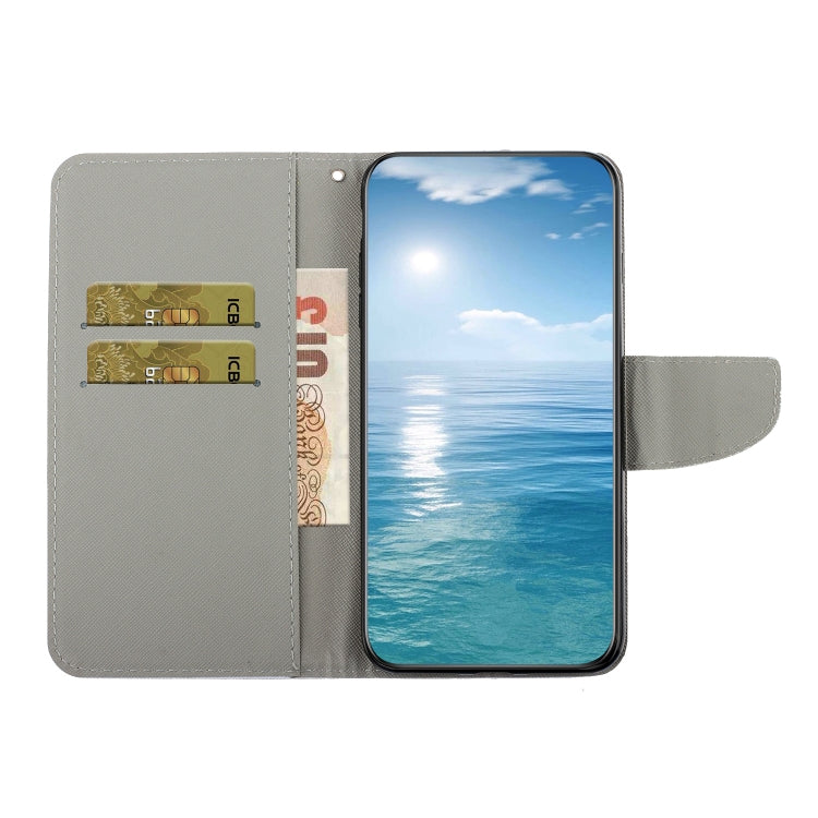 For Samsung Galaxy S25+ 5G Colored Drawing Pattern Leather Phone Case(Black Cat) - Galaxy S25+ 5G Cases by PMC Jewellery | Online Shopping South Africa | PMC Jewellery | Buy Now Pay Later Mobicred