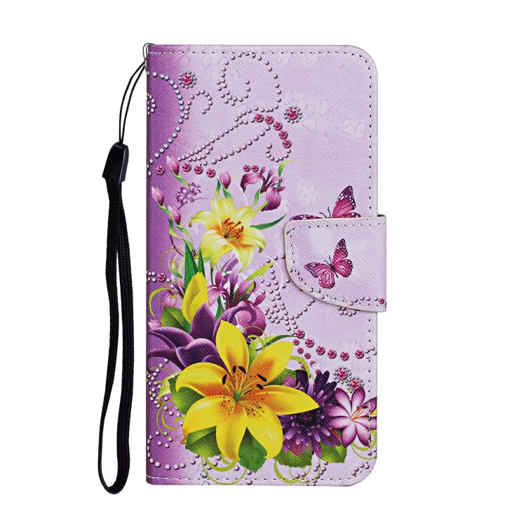 For Samsung Galaxy S25+ 5G Colored Drawing Pattern Leather Phone Case(Yellow Flower Butterfly) - Galaxy S25+ 5G Cases by PMC Jewellery | Online Shopping South Africa | PMC Jewellery | Buy Now Pay Later Mobicred