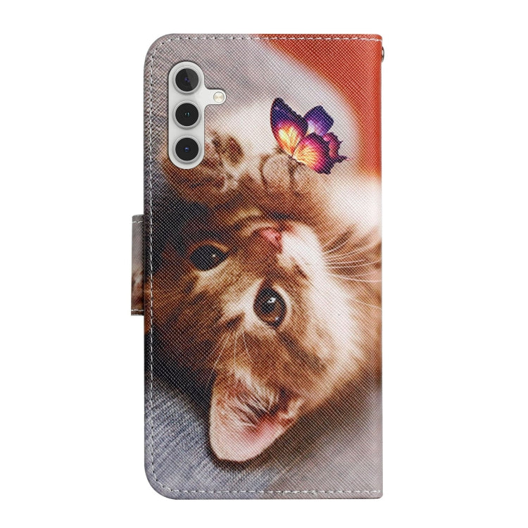 For Samsung Galaxy S25+ 5G Colored Drawing Pattern Leather Phone Case(Butterfly Cat) - free shipping - PMC Jewellery - Order now!