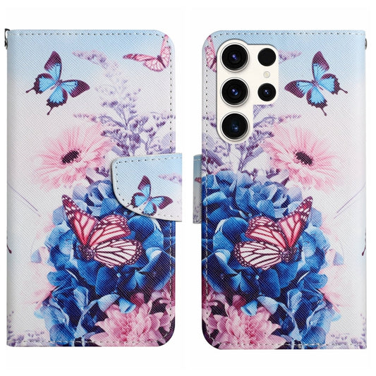 For Samsung Galaxy S25 Ultra 5G Colored Drawing Pattern Leather Phone Case(Purple Butterfly) - Galaxy S25 Ultra 5G Cases by PMC Jewellery | Online Shopping South Africa | PMC Jewellery | Buy Now Pay Later Mobicred