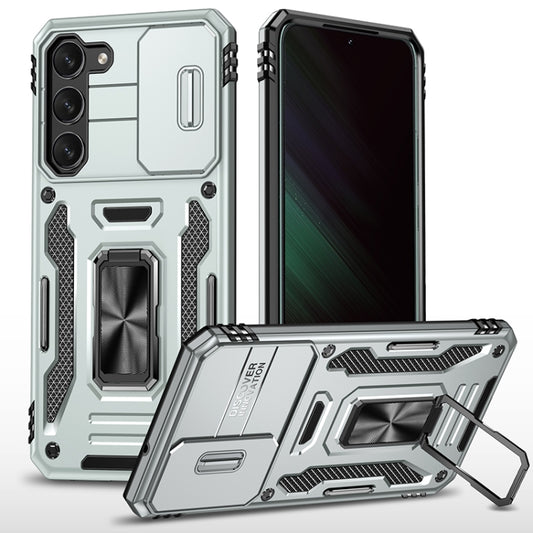 For Samsung Galaxy S25+ 5G Armor PC Hybrid TPU Camera Shield Phone Case(Grey) - Galaxy S25+ 5G Cases by PMC Jewellery | Online Shopping South Africa | PMC Jewellery | Buy Now Pay Later Mobicred