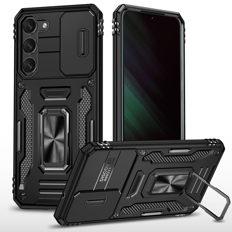 For Samsung Galaxy S25 5G Armor PC Hybrid TPU Camera Shield Phone Case(Black) - Galaxy S25 5G Cases by PMC Jewellery | Online Shopping South Africa | PMC Jewellery | Buy Now Pay Later Mobicred