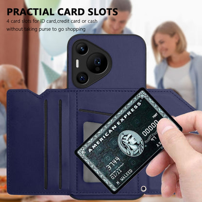 For Huawei Pura 70 Pro Skin Feel Four Card Slots Phone Case with Wrist Strap(Blue) - Huawei Cases by PMC Jewellery | Online Shopping South Africa | PMC Jewellery | Buy Now Pay Later Mobicred