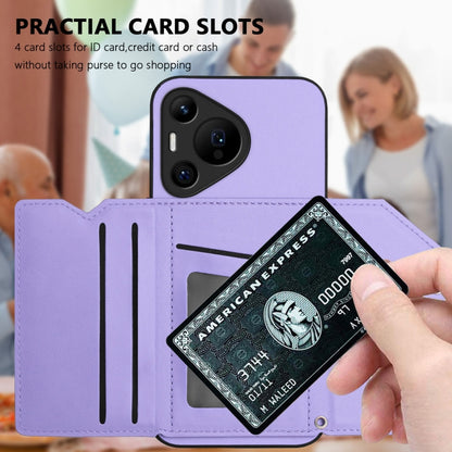 For Huawei Pura 70 Pro Skin Feel Four Card Slots Phone Case with Wrist Strap(Purple) - Huawei Cases by PMC Jewellery | Online Shopping South Africa | PMC Jewellery | Buy Now Pay Later Mobicred