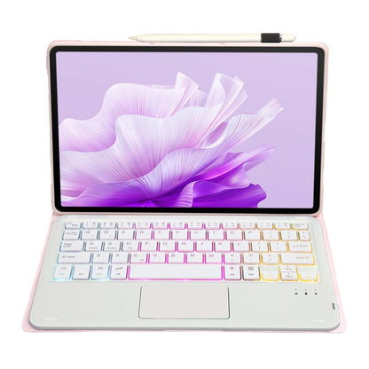 For Honor Pad X9 / X8 Pro 11.5 AH15-AS Ultra-thin Detachable Backlight Bluetooth Keyboard Leather Tablet Case with Touchpad(Pink White) - Others Keyboard by PMC Jewellery | Online Shopping South Africa | PMC Jewellery | Buy Now Pay Later Mobicred