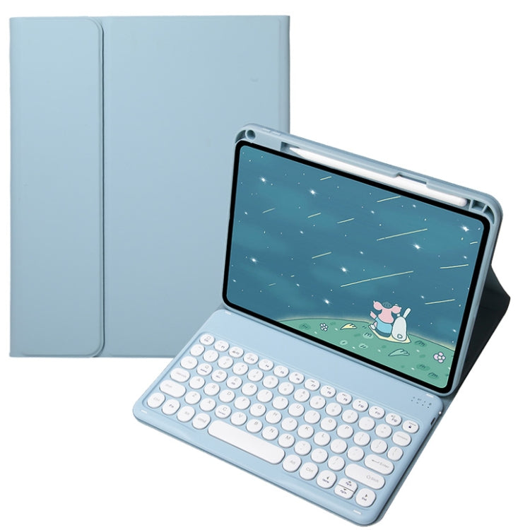 For Infinix Xpad 11 inch Candy Color Round Keys Bluetooth Keyboard Leather Case(Misty Blue) - Others Keyboard by PMC Jewellery | Online Shopping South Africa | PMC Jewellery | Buy Now Pay Later Mobicred