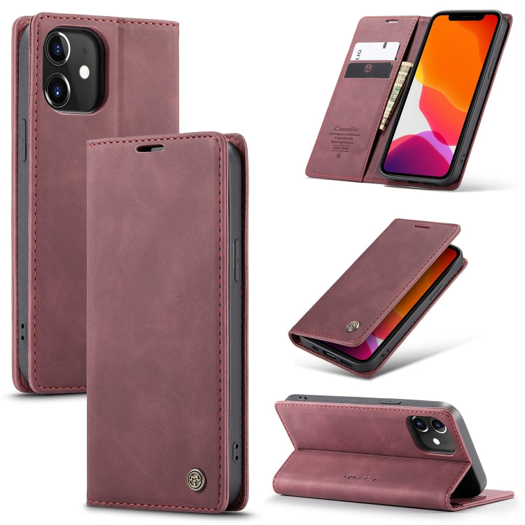 For iPhone 12 / 12 Pro CaseMe-013 Multifunctional Retro Frosted Horizontal Flip Leather Case with Card Slot & Holder & Wallet(Wine Red) - iPhone 12 / 12 Pro Cases by CaseMe | Online Shopping South Africa | PMC Jewellery | Buy Now Pay Later Mobicred