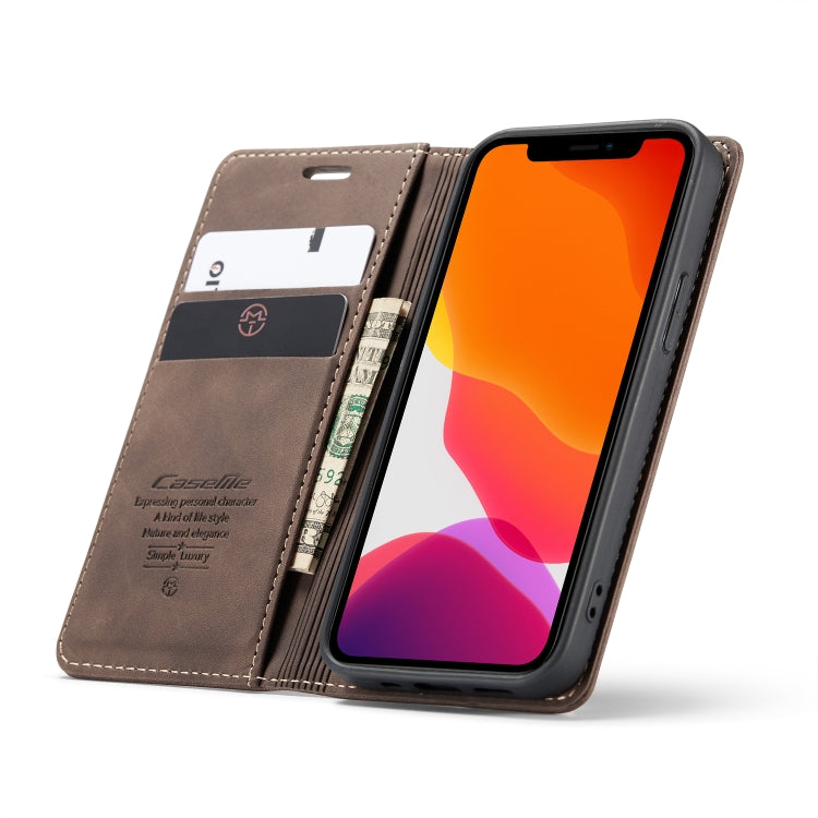 For iPhone 12 mini CaseMe-013 Multifunctional Retro Frosted Horizontal Flip Leather Case with Card Slot & Holder & Wallet(Coffee) - iPhone 12 mini Cases by CaseMe | Online Shopping South Africa | PMC Jewellery | Buy Now Pay Later Mobicred