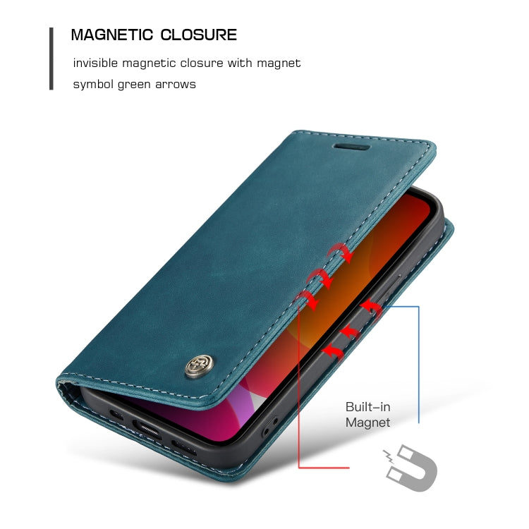 For iPhone 12 mini CaseMe-013 Multifunctional Retro Frosted Horizontal Flip Leather Case with Card Slot & Holder & Wallet(Blue) - iPhone 12 mini Cases by CaseMe | Online Shopping South Africa | PMC Jewellery | Buy Now Pay Later Mobicred