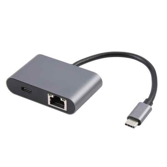 4 in 1 USB-C / Type-C 3.1 to RJ45, PD and USB x 2 Ethernet Adapter Cable(Grey) - Cable & Adapters by PMC Jewellery | Online Shopping South Africa | PMC Jewellery | Buy Now Pay Later Mobicred