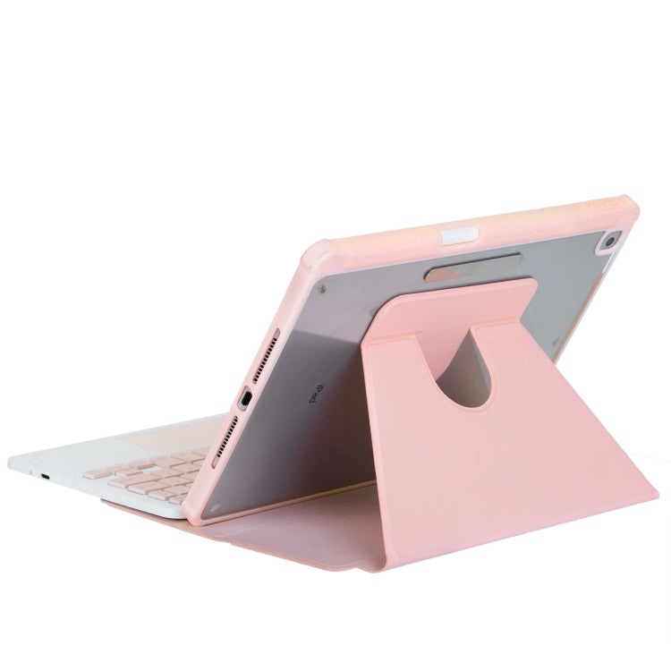 For iPad Pro 11 2024 L13-A 360 Rotation Acrylic Transparent Bluetooth Keyboard Leather Case With Touch Control(Pink) - For iPad Pro by PMC Jewellery | Online Shopping South Africa | PMC Jewellery | Buy Now Pay Later Mobicred