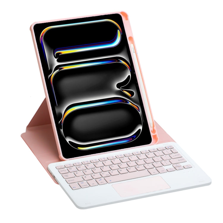 For iPad Pro 11 2024 L13-A 360 Rotation Acrylic Transparent Bluetooth Keyboard Leather Case With Touch Control(Pink) - For iPad Pro by PMC Jewellery | Online Shopping South Africa | PMC Jewellery | Buy Now Pay Later Mobicred