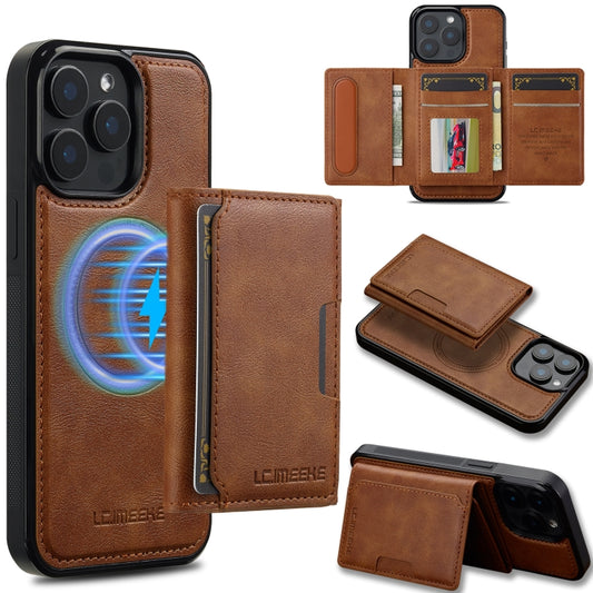 For iPhone 16 Pro LC.IMEEKE L5 Series Detachable RFID Card Bag Magsafe Phone Case(Brown) - iPhone 16 Pro Cases by LC.IMEEKE | Online Shopping South Africa | PMC Jewellery | Buy Now Pay Later Mobicred