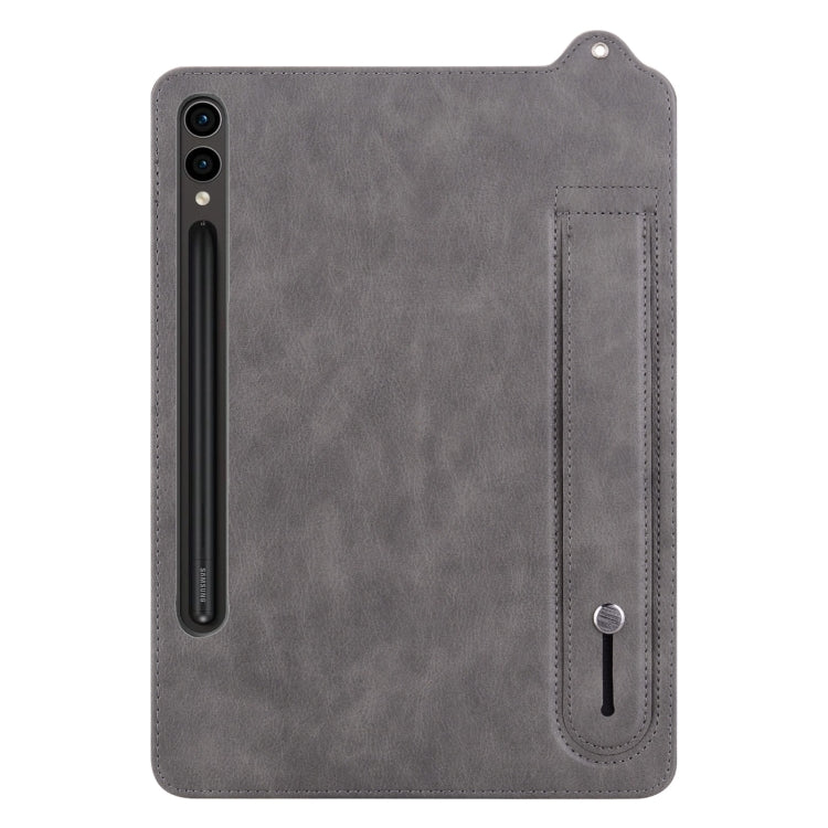 For Samsung Galaxy Tab S10+ / S9+ / S8+ TPU Leather Back Tablet Case with Wristband(Grey) - Tab S10+ Cases by PMC Jewellery | Online Shopping South Africa | PMC Jewellery | Buy Now Pay Later Mobicred