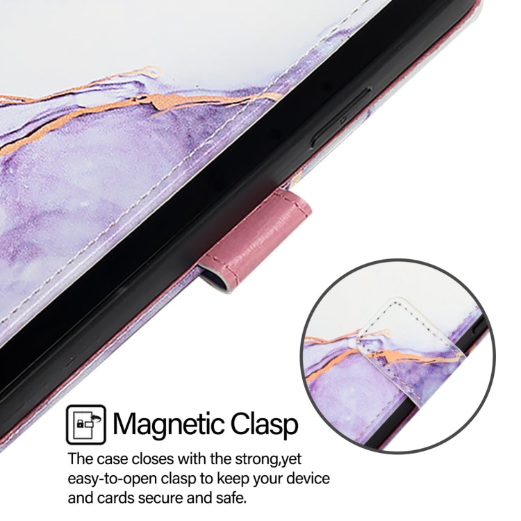 For Doogee N55 Plus PT003 Marble Pattern Flip Leather Phone Case(White Purple) - More Brand by PMC TechLife | Online Shopping South Africa | PMC TechLife | Buy Now Pay Later Mobicred