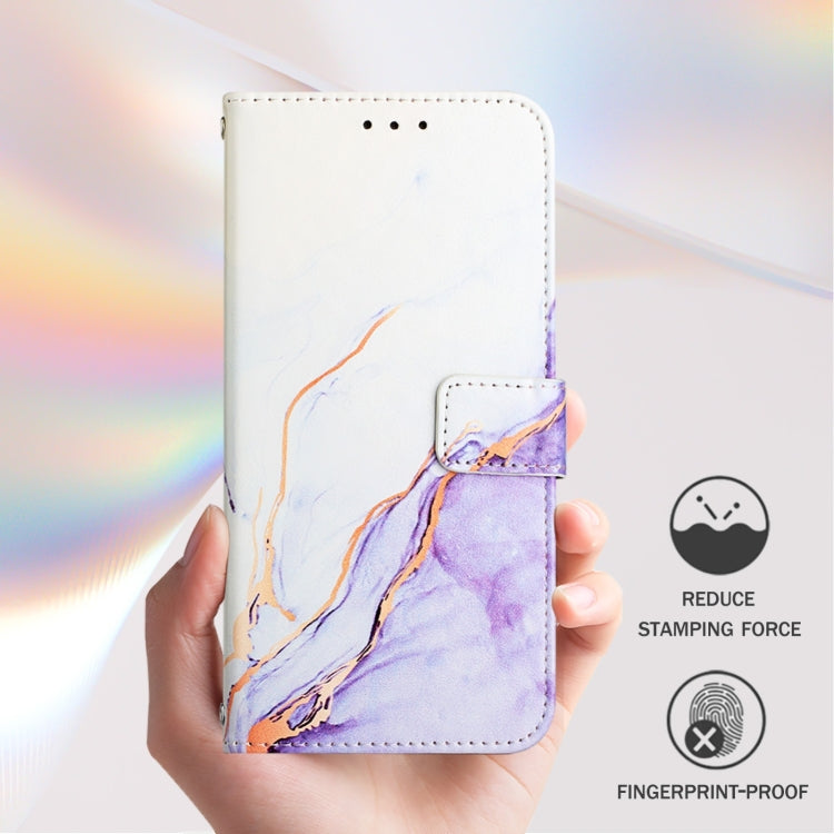 For Doogee N55 Plus PT003 Marble Pattern Flip Leather Phone Case(White Purple) - More Brand by PMC TechLife | Online Shopping South Africa | PMC TechLife | Buy Now Pay Later Mobicred