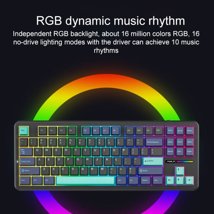 AULA F87 87 Keys Wired/2.4G/Bluetooth Three Model Customized RGB Mechanical Keyboard(Thunder Black) - free shipping - PMC TechLife - Order now!