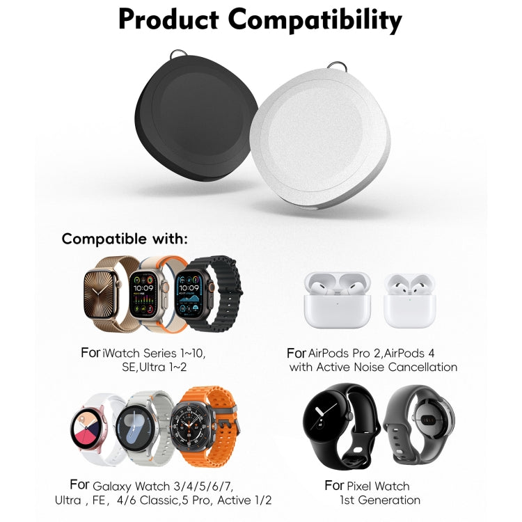 4 in 1 Portable Smart Watch Magnetic Wireless Charger(Black) - Charger / Holder by PMC TechLife | Online Shopping South Africa | PMC TechLife | Buy Now Pay Later Mobicred