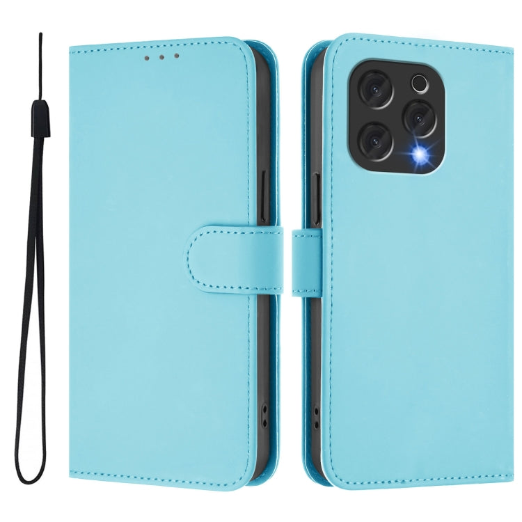 For Doogee N55 Plus Skin Feel Solid Color Leather Phone Case with Lanyard(Sky Blue) - Doogee Cases by PMC TechLife | Online Shopping South Africa | PMC TechLife | Buy Now Pay Later Mobicred