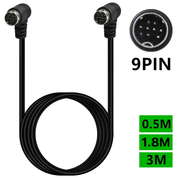 Double Curved mini DIN 9 Pin TV Audio Adapter Cable, Length:3m(Black) - Others by PMC TechLife | Online Shopping South Africa | PMC TechLife | Buy Now Pay Later Mobicred