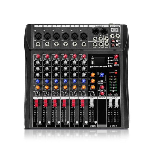 XTUGA CT60X 6-Channels Audio Mixer DJ Mixing Console with 48V Power Supply(AU Plug) - Live Sound Effects Processors by XTUGA | Online Shopping South Africa | PMC Jewellery | Buy Now Pay Later Mobicred