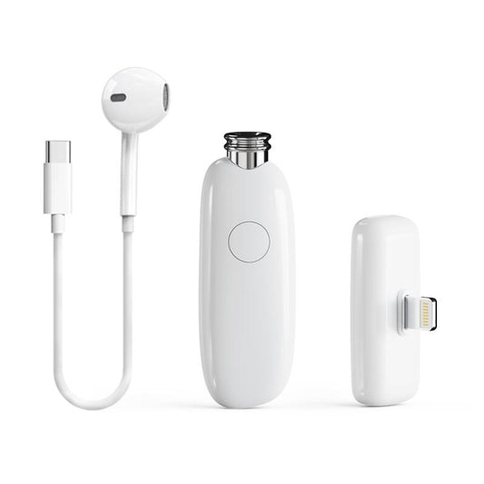 FUNSNAP M3 Digital Audio Wireless Microphone Mic Tok with Monitoring Earphones, Version:8 Pin(White) - Microphone by FUNSNAP | Online Shopping South Africa | PMC Jewellery | Buy Now Pay Later Mobicred