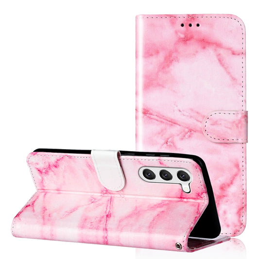 For Samsung Galaxy S25+ 5G Colored Drawing Marble Pattern Leather Phone Case(Pink Marble) - Galaxy S25+ 5G Cases by PMC Jewellery | Online Shopping South Africa | PMC Jewellery | Buy Now Pay Later Mobicred