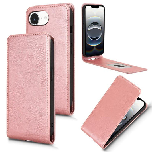 For iPhone 16e Magnetic Vertical Flip Leather Phone Case(Rose Gold) - iPhone 16e Cases by PMC Jewellery | Online Shopping South Africa | PMC Jewellery | Buy Now Pay Later Mobicred