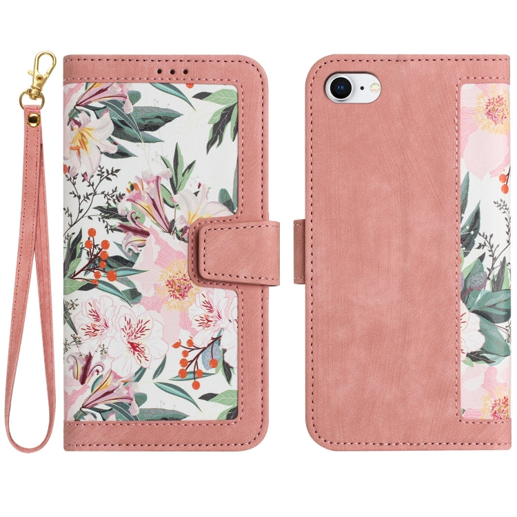 For iPhone 16e Floral Pattern Leather Phone Case with Lanyard(Pink) - iPhone 16e Cases by PMC TechLife | Online Shopping South Africa | PMC TechLife | Buy Now Pay Later Mobicred