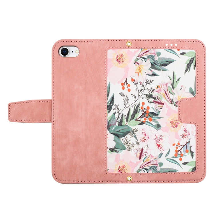 For iPhone 16e Floral Pattern Leather Phone Case with Lanyard(Pink) - iPhone 16e Cases by PMC TechLife | Online Shopping South Africa | PMC TechLife | Buy Now Pay Later Mobicred