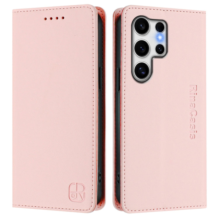 For Samsung Galaxy S25 Ultra 5G RC01 Dual-Folded Magnetic Suction RFID Leather Phone Case(Pink) - Galaxy S25 Ultra 5G Cases by PMC Jewellery | Online Shopping South Africa | PMC Jewellery | Buy Now Pay Later Mobicred