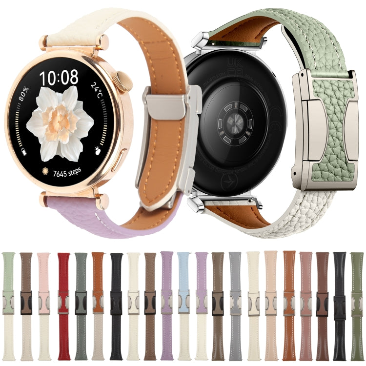 20mm Universal Slim Magnetic Buckle Genuine Leather Watch Band(Brown Light Grey) - free shipping - PMc TechLife - Order now!