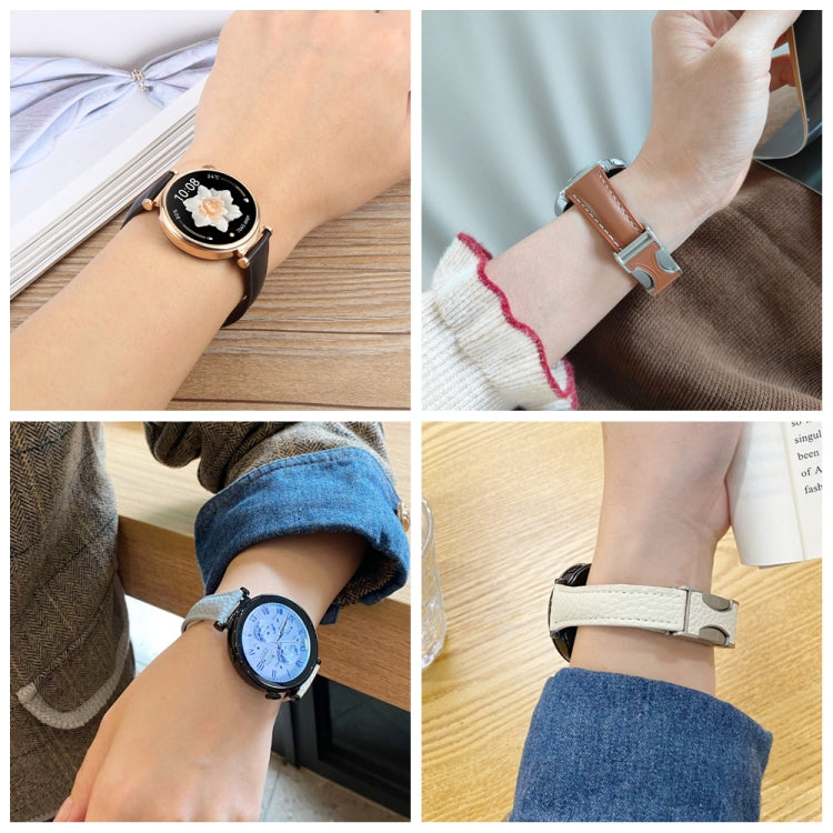 20mm Universal Slim Magnetic Buckle Genuine Leather Watch Band(Brown Light Grey) - free shipping - PMc TechLife - Order now!