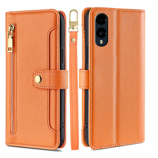 For Fujitsu Arrows We2 Sheep Texture Cross-body Zipper Wallet Leather Phone Case(Orange) - More Brand by PMC Jewellery | Online Shopping South Africa | PMC Jewellery | Buy Now Pay Later Mobicred