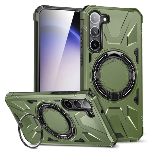 For Samsung Galaxy S25 5G MagSafe Magnetic Shockproof Phone Case with Ring Holder(Dark Green) - Galaxy S25 5G Cases by PMC Jewellery | Online Shopping South Africa | PMC Jewellery | Buy Now Pay Later Mobicred